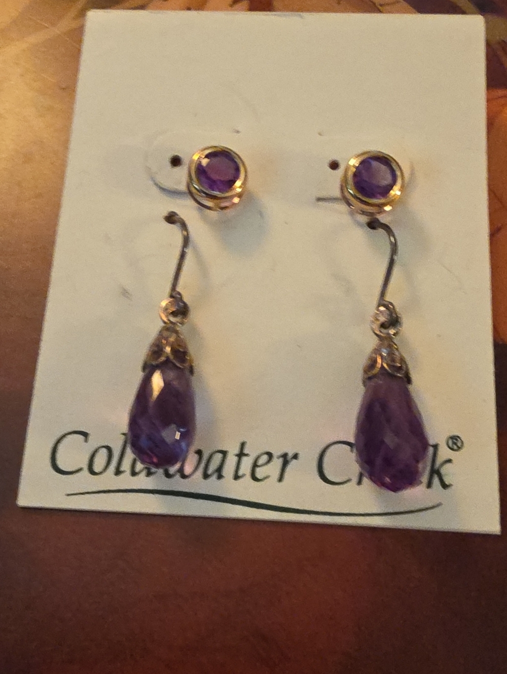 Coldwater Creek Vintage Amethyst Teardrops and Studs Earrings